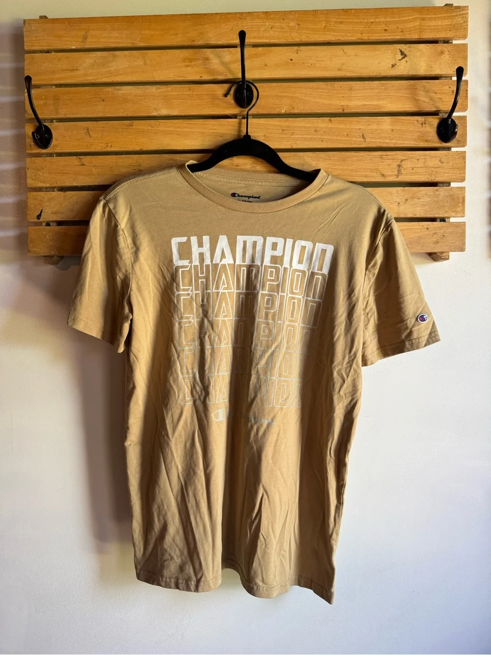 💗FREE WITH PURCHASE💗 Youth XL Champion Tan Graphic Repeat Logo Tee - Picture 2 of 8